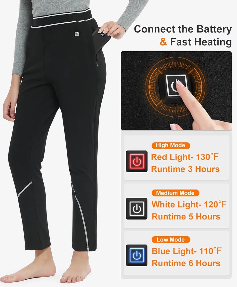 FERNIDA Women Heated Pants with Battery Pack Fleece Heated Thermal Long Johns 7.4V Electric Heated Leggings for Outdoor, Home - Image 2